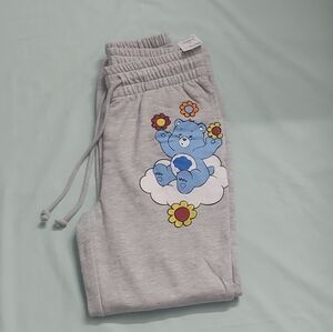 Gray Sweatpants with Blue Bear Cloud Graphic